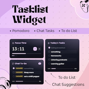 Tasklist Widget for StreamElements | Twitch Stream Overlay, Pomodoro Coworking Timer, OBS To-Do List