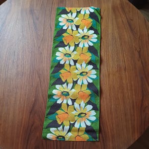 Vintage Swedish linen tablecloth flower pattern farmhouse scandinavian design