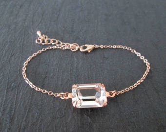 Rose Gold Swarovski Crystal Bracelet/Rose Gold Bracelet/Rose Gold Bridesmaid Jewelry/Swarovski Bracelet/ RosalineCrystal/Bridesmaid Bracelet