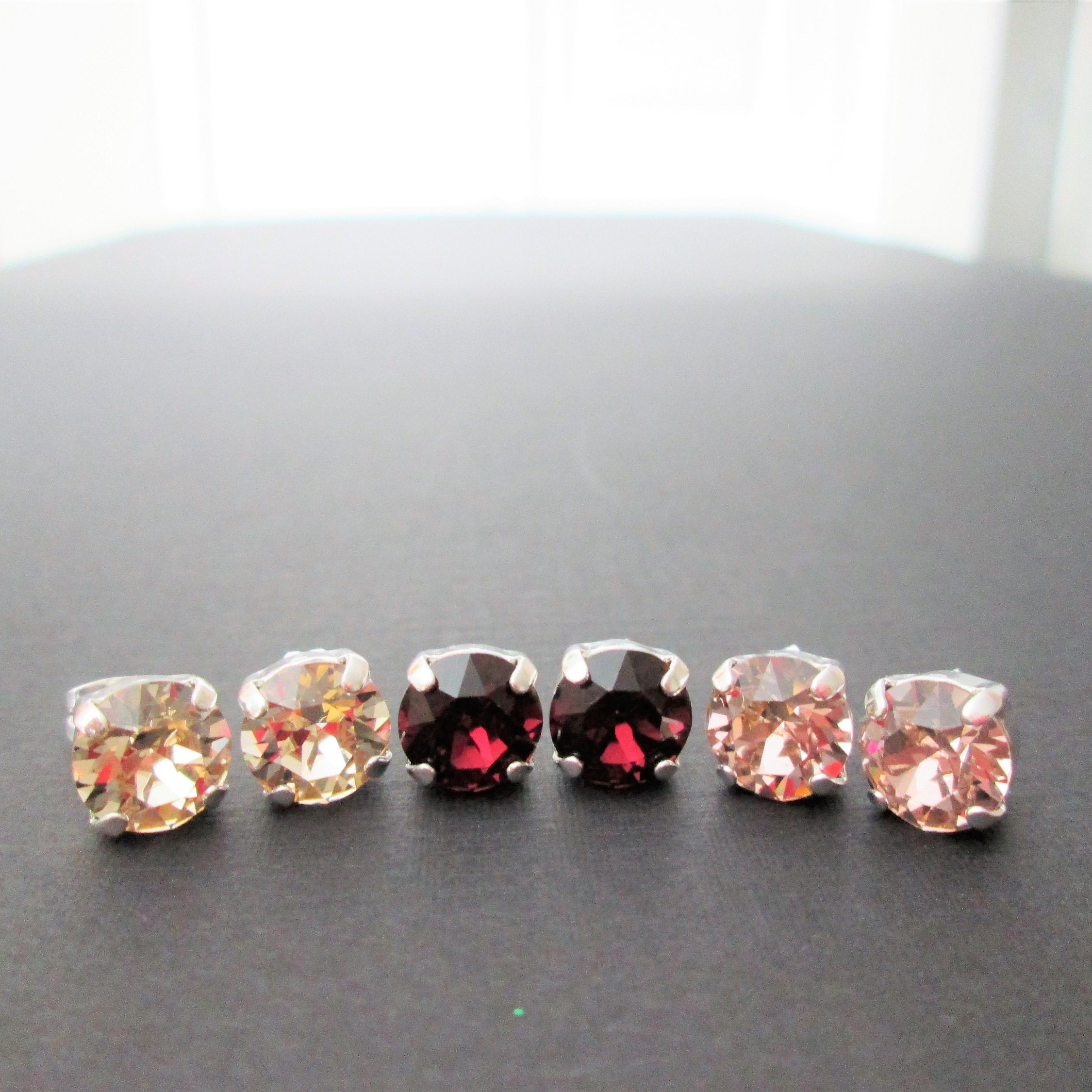 4mm Stud Earrings with Swarovski Crystals Jewellery Earrings Stud Earrings purple orange pink blue green black clear red 
