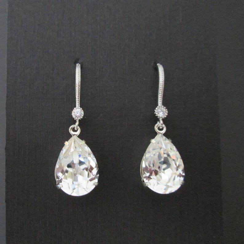Clear Swarovski Crystal Drop Earrings/ Bridal Jewelry/ - Etsy