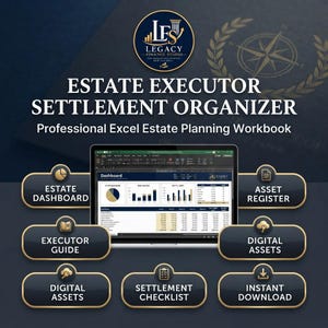 Estate Executor Organizer Excel | Probate Checklist Asset Inventory