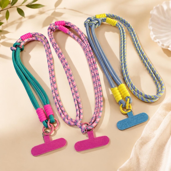 Adjustable 3-in-1 Phone Lanyard Crossbody Strap, Detachable Neck & Wrist Phone Strap, Braided Phone Holder, Universal Phone Tether