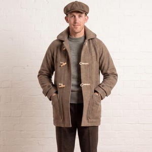 Mens Wool Duffle Coat, Toggle Closure Winter Jacket, Handmade British Style Overcoat
