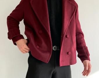 Wollen peacoat, double-breasted herenjas, handgemaakte winterpeacoat in Britse stijl