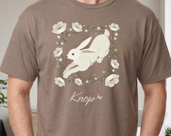 Classic unisex T-shirt - white hare surrounded by flowers