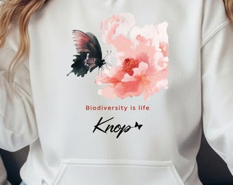 Hoodie - watercolor of a butterfly and a flower