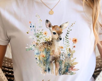 Classic unisex T-shirt - Bambi surrounded by flowers