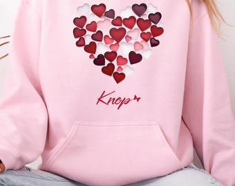 Hoodie - pink and red hearts