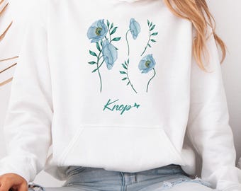Hoodie - pastel blue and green flowers