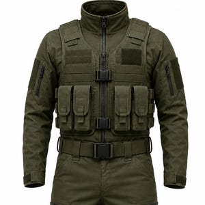 Olive Green Tactical Military Suit | Cotton Canvas Combat Uniform | Handmade Military Costume