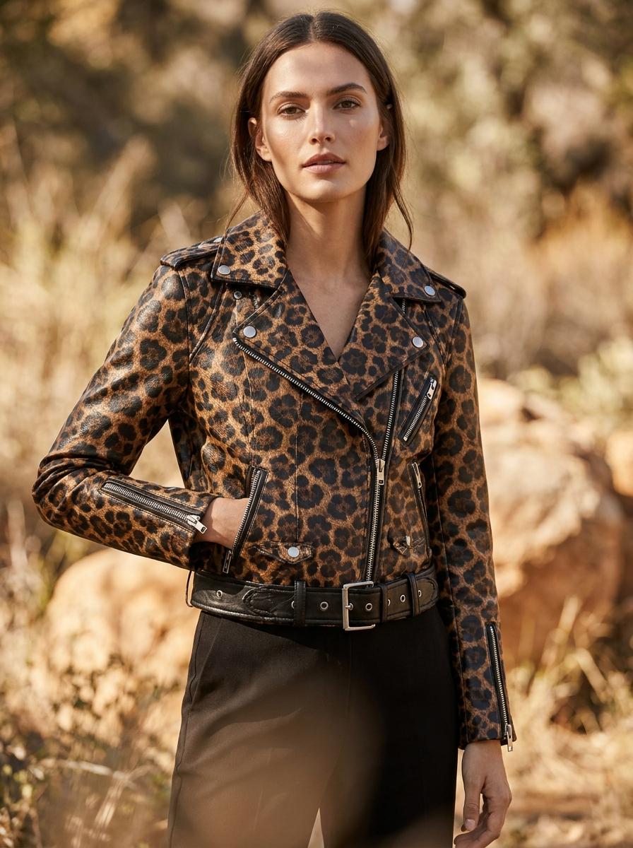 Leopard Biker Jacket - Etsy