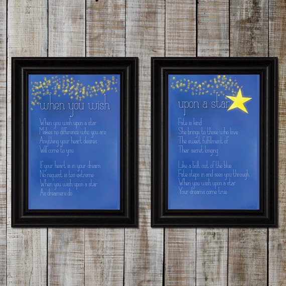 When You Wish Upon A Star Lyric Print Pair 11x14 Etsy