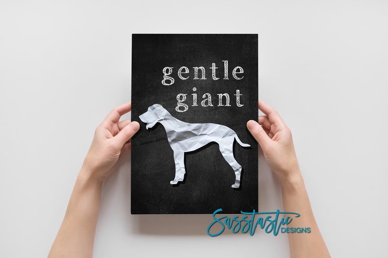 Great Dane Art Print Gentle Giant Chalkboard Look Multiple Sizes Available Mailed Unframed Print image 5