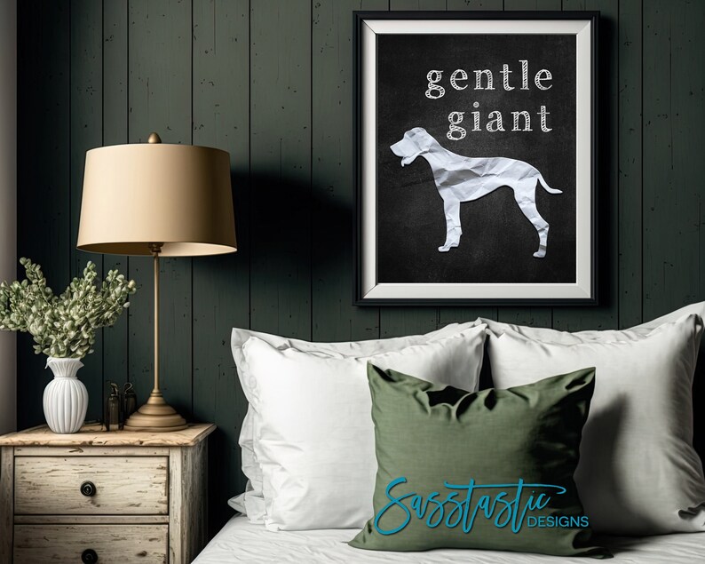 Great Dane Art Print Gentle Giant Chalkboard Look Multiple Sizes Available Mailed Unframed Print image 3