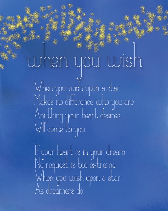 When You Wish Upon A Star Lyric Print Pair 11x14 Etsy