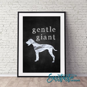 Great Dane Art Print Gentle Giant Chalkboard Look Multiple Sizes Available Mailed Unframed Print image 1