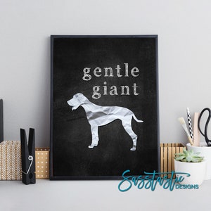 Great Dane Art Print Gentle Giant Chalkboard Look Multiple Sizes Available Mailed Unframed Print image 2