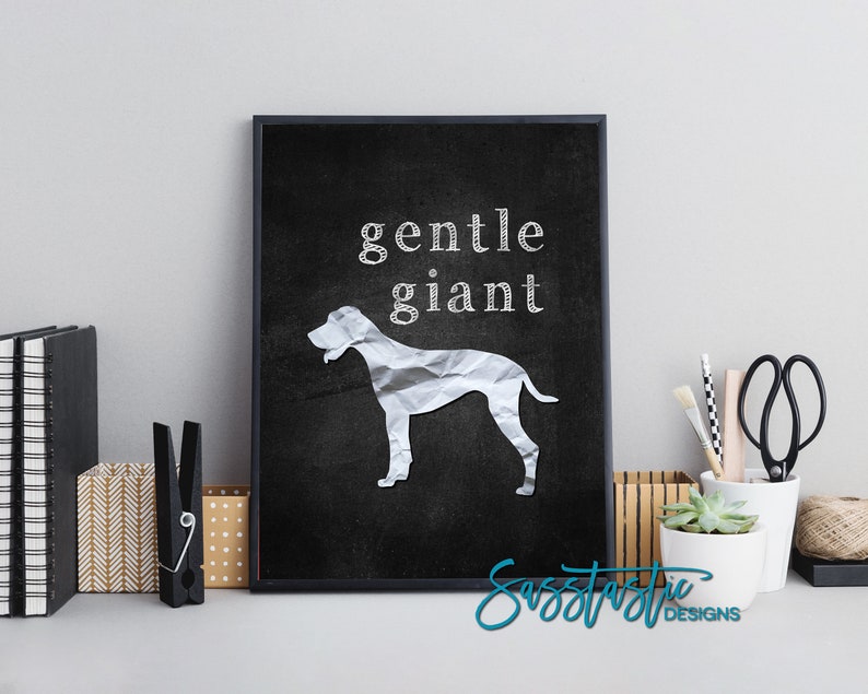 Great Dane Art Print Gentle Giant Chalkboard Look Multiple Sizes Available Mailed Unframed Print image 2