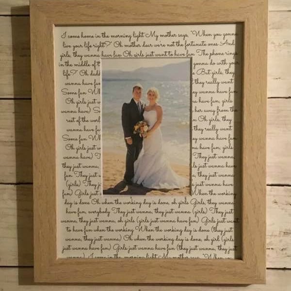 Custom Framed Song Lyric Gift, Wedding Gift, Gift for Her, Engagement Gift, Father of the Bride Gift, Anniversary Gift rustic