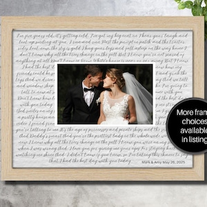 Custom First Dance Song Lyrics Wedding Photo Frame - Personalized Father Daughter Gift - Anniversary, Father of the Bride, Husband Gift Idea