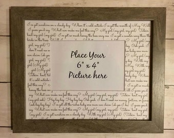 Custom Framed Song Lyrics Valentine's Gift, Wedding Gift, Gift for Her, Engagement Gift, Father of the Bride Gift, Anniversary Gift rustic