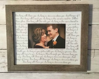 Mother of the groom , Mother of the groom Gift, wedding gift Custom Framed Song Lyric Gift, mat without frame