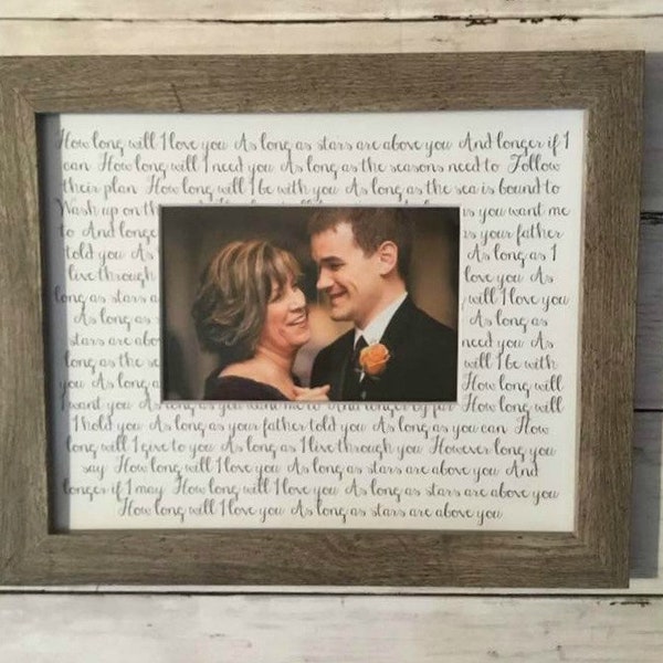 Mother of the groom , Mother of the groom Gift, wedding gift Custom Framed Song Lyric Gift, mat without frame