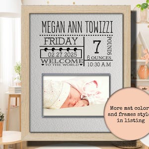 Personalized Baby Photo Frame | Newborn New Baby Gifts | Custom Birth Info statistic Picture Frame, Baby Announcement Keepsake Gift