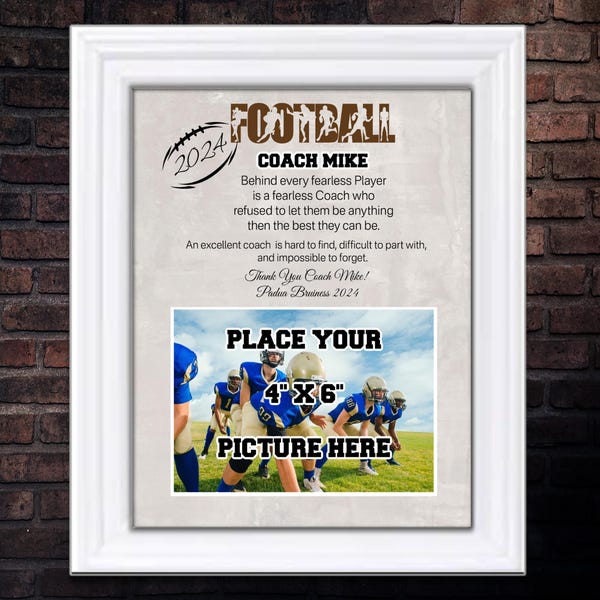 Football Coach Gift , Football Banquet Gift , Custom Coach Picture Frame , Coach Thank You , End Of Season Gift , Personalized Team Frame