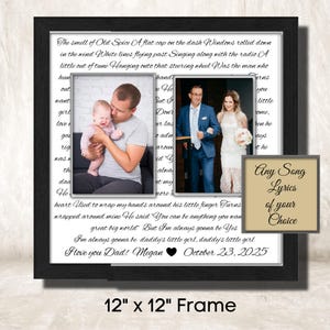 Father of the Bride Gift- Framed picture of Bride and Dad, Personalized Frame for Dad, Father-Daughter Dance, Song Lyrics, Mother-Son Dance
