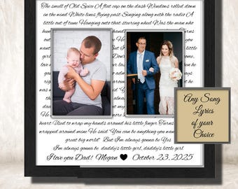 Regalo para el padre de la novia: foto enmarcada de la novia y el padre, marco personalizado para papá, baile de padre e hija, letra de la canción, baile de madre e hijo.