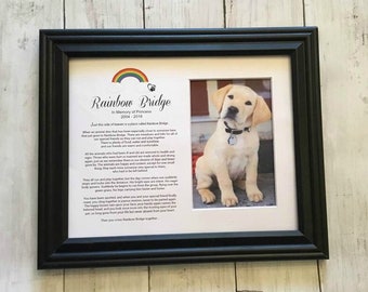 Rainbow Bridge  Pet Memorial Personalized  Tribute Poem  Personalized Pet , Rainbow Bridge Poem, Dog Memorial, Cat Memorial FRAMED