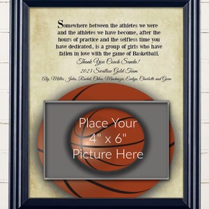 Team Gift for Basketball Coach End of Season, Coach Photo Picture Frame Gift, Basketball Coach Award Thank You Gift for Basketball Coaches
