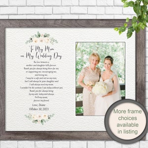 Mother of the Bride Gift from the Bride, Wedding Gift Mom, Mother of the Bride Photo Frame, Mother of the Bride Gift Poem, Gift for Mom