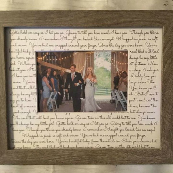 Custom Framed Song Lyrics Gift, First Dance Wedding Gift, Engagement Gift, Father of the Bride Gift, Anniversary Gift rustic