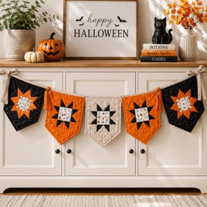 Halloween Banner Pattern PDF, Quilted Star Banner Pattern, Halloween Bunting Quilt Pattern, Halloween Wall Decor, Digital Sewing Pattern
