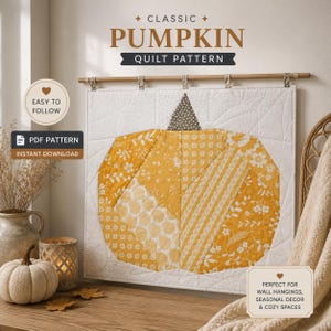 Pumpkin Quilt Block Pattern PDF, Foundation Paper Piecing Pattern, Fall Quilt Block, Halloween Pumpkin, Autumn Quilt Block, Instant Download