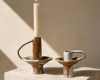 Gift for Candle Lovers, Personalized Ceramic Candlestick, Handmade Pottery Candle Holder, Rustic Table Decor, Custom Candle Dish, Gothic