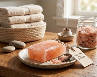 Himalaya-Salzseife | Körperseife | Handgefertigter Massagestein | Natürliches Peeling | Spa-Geschenk