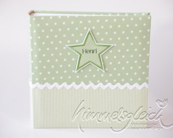 Photo album XL combination stars stripes white light green