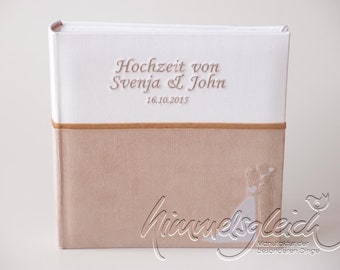 Fotoalbum XL combinatie ribstof beige met bruid en bruidegom