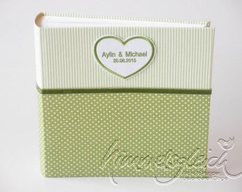 Photo album XL stripes dots green with heart