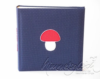 Photo album dots blue with back embroidery and mushroom