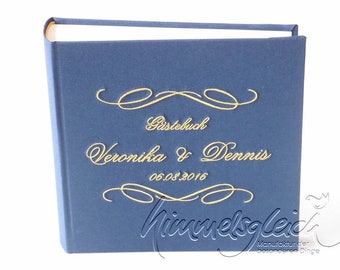 Guest book dark blue classic