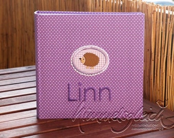 Photo album XL dots purple with hedgehog