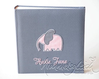 Photo album XL dots gray pink with elephant