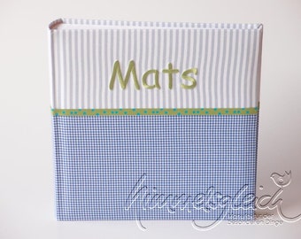 Photo album XL combination blue gray checkered stripes