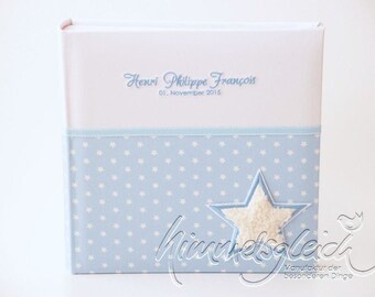 Photo album XL combination stars light blue with plush star