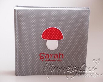 Photo album XL dots white on gray with mushroom